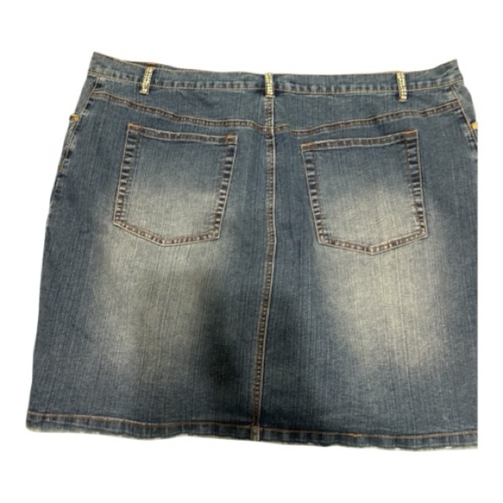 Venezia Blue Denim Mini Skirt with Gold Accents - Picture 3 of 7